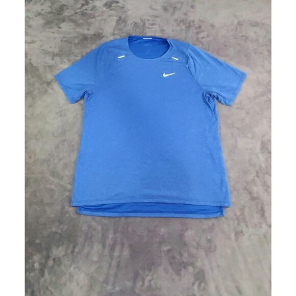 Nike Dri-FIT Sz L Rise 365 Short Sleeve Running Top CJ5420-481 Blue Gym C17-67 - Picture 1 of 8